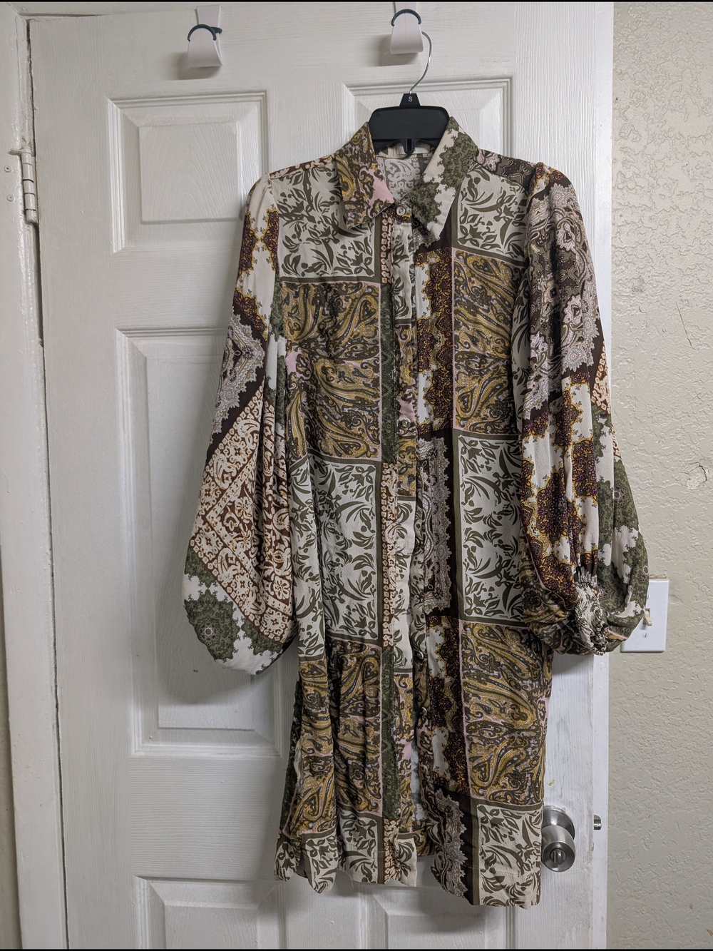 Talisman Patchwork Paisley Tunic Top - Olive, Sage, Mauve